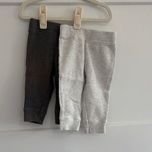 TWO (2) Little Planet Kids Waffle Knit Leggings  - Gray and Charcoal